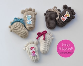 Patrón de crochet de huellas de bebé, patrón de crochet para regalo de bebé, patrón de crochet fácil, patrón de crochet para regalo de baby shower,