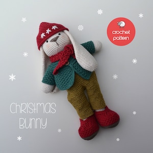 Patrón de crochet para amigurumi de conejito navideño (patrón PDF)