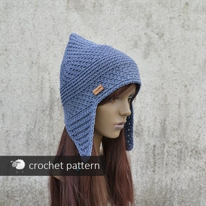 Hat crochet pattern, earflap crochet pattern, slouch hat crochet pattern, easy crochet pattern, beginner crochet