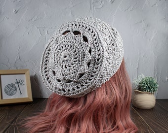 Boho Mandala Hat Crochet Pattern, Easy Beginner Lace Beanie (PDF Download)