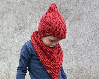Patrón de crochet para gorro y bandana de duendecillo: Conjunto unisex de algodón (patrón PDF)