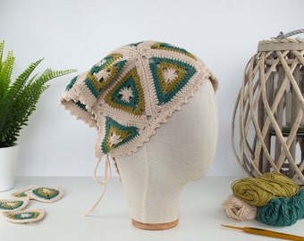 Hippie Boho Bandana Crochet Pattern: Granny Square Headband (PDF Pattern)