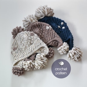 Winter Pompom Hat Crochet Pattern: Baby to Adult Sizes (PDF Pattern)