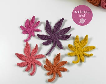 Patrón de crochet de hoja de marihuana, tres tamaños (patrón PDF)