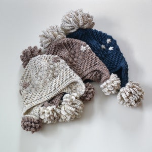 Winter Pompom Hat Crochet Pattern: Baby to Adult Sizes (PDF Pattern)