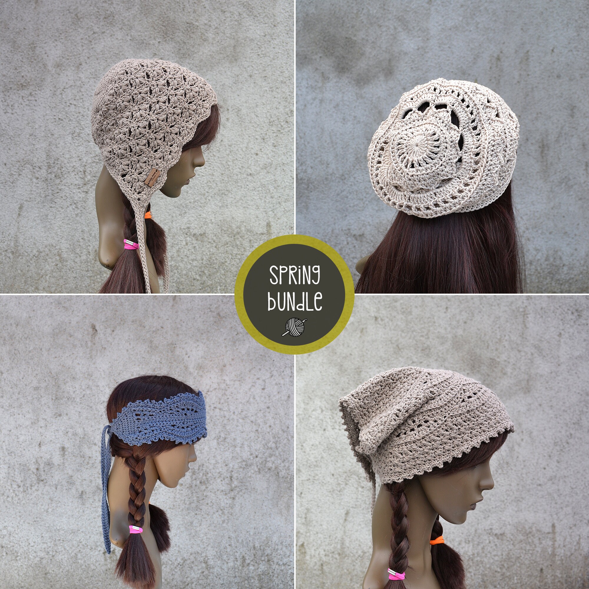 Boho Hats Bundle Crochet Pattern, Boho Mandala Hat, Hippie