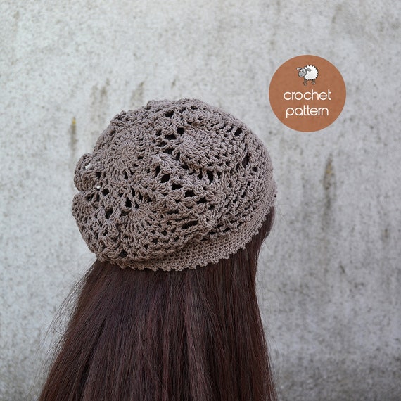 Pineapple Lace Slouchy Hat Crochet Pattern – Boho Chic Taupe  display picture 2
