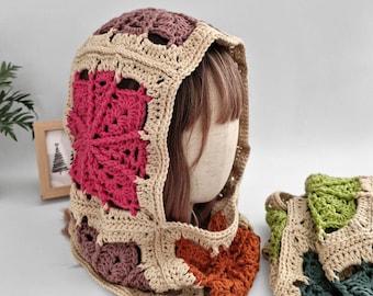 Celeste Hooded Cowl Crochet Pattern, Granny Square Hood Scarf (PDF Download)