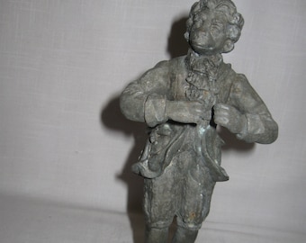 Victorian Colonial Dress Cast Iron Monkey Door Stop Bud Vase Bugle On His Side  Jacket Ruffle Shirt Buckle Shoes