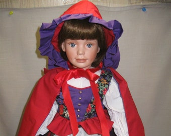 Doll Exclusive Porcelain Collectible Doll Little Red Riding Hood 22&quot; Tall Artist Laura Cobabe Doty Awards Exclusive World Gallery Dolls 1997