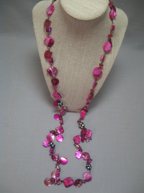 Necklace Pink Marble Look Round Square Rondelle Nu