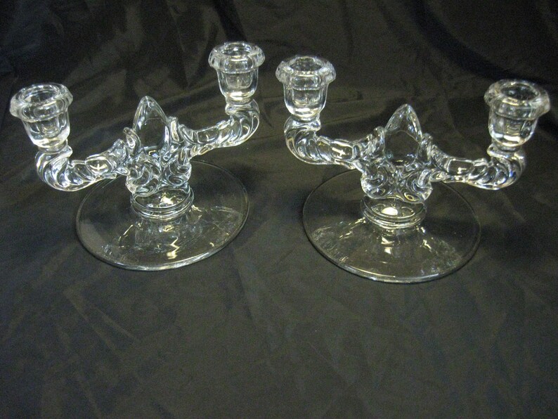 Glass Clear Candle Stick Holders Qty 2 Tear Drop 4457 2 Etsy