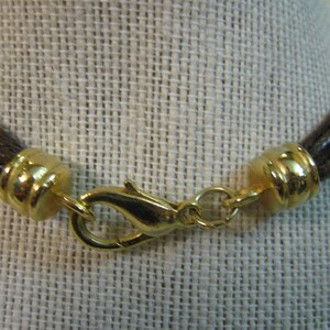 Necklace Choker Brown Faux Leather 2 Knotted Cord Pendants 7 Strands Gold Tone Lobster Clasp image 4