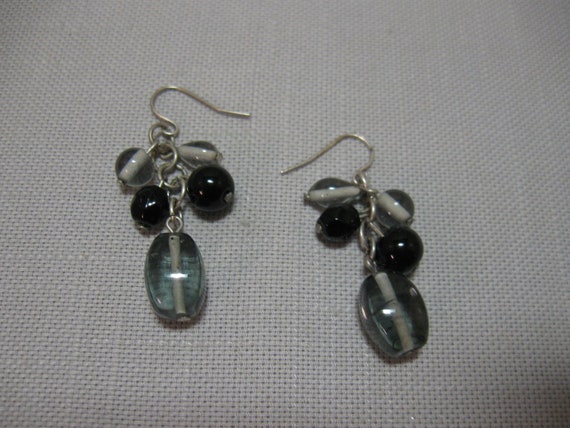 Earrings Fish Hook Pierce Dangling Silver Tone Se… - image 4