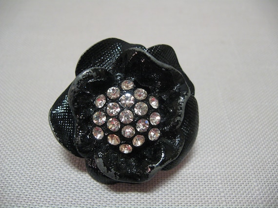 Finger Ring Statement Adjustable Stretch Black Ro… - image 1