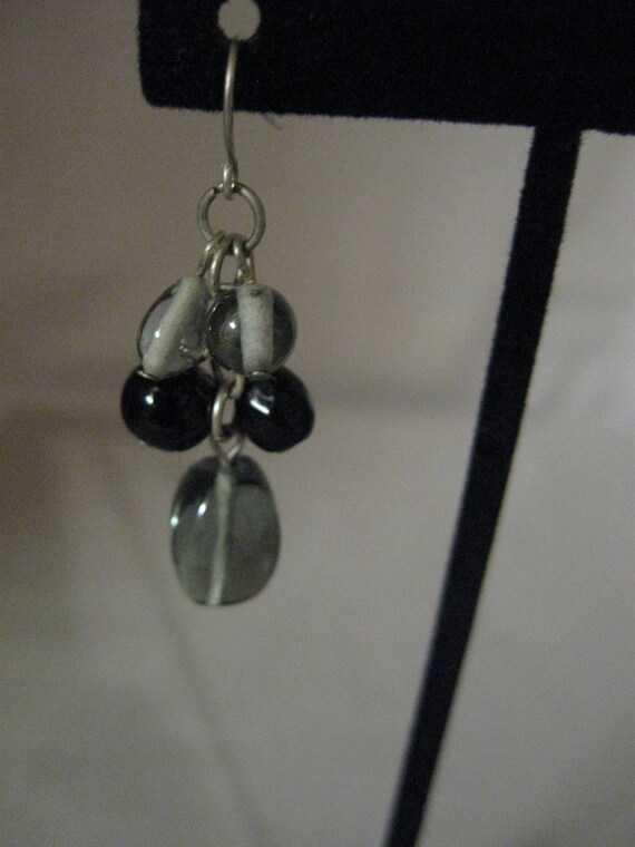 Earrings Fish Hook Pierce Dangling Silver Tone Se… - image 3