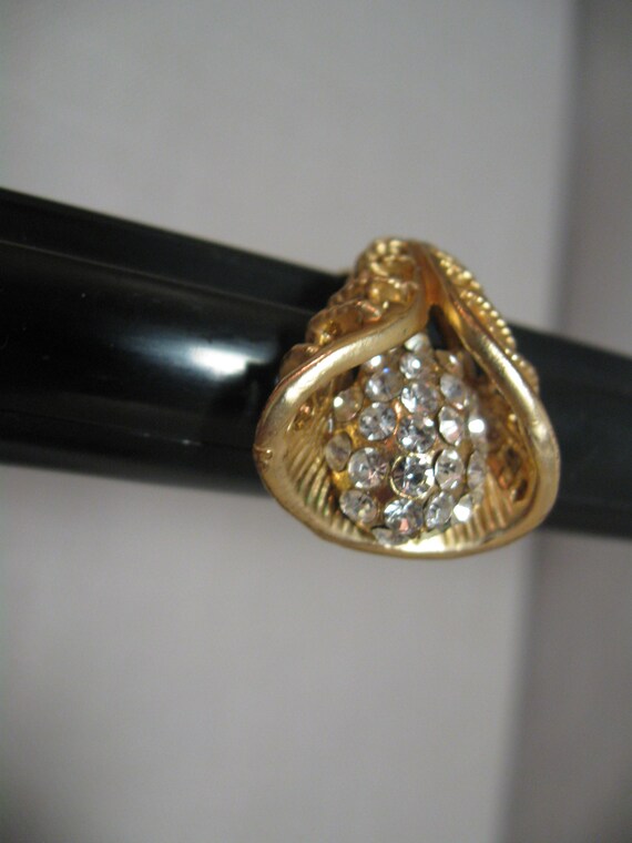 Finger Ring Statement Adjustable Gold Tone Filigr… - image 3