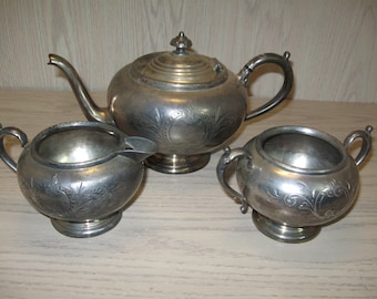 Silver Plate Tea Pot Set Essay Trade Mark Of Stanley & Aylword Ltd Circa 1922