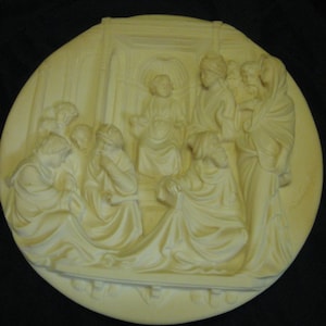 Placa de coleccionista de alabastro Cristo Fra I Dottori Della Legge Le Porte Del G Hiberti 1986