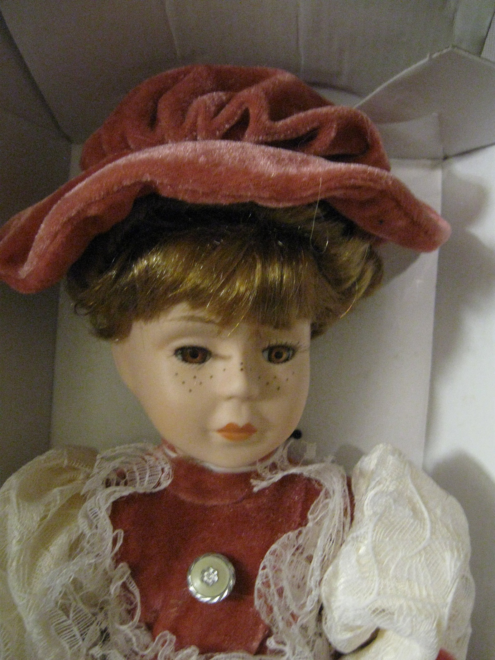 Genuine Bisque Porcelain Doll Freckle Face Honey Brown Hair Etsy