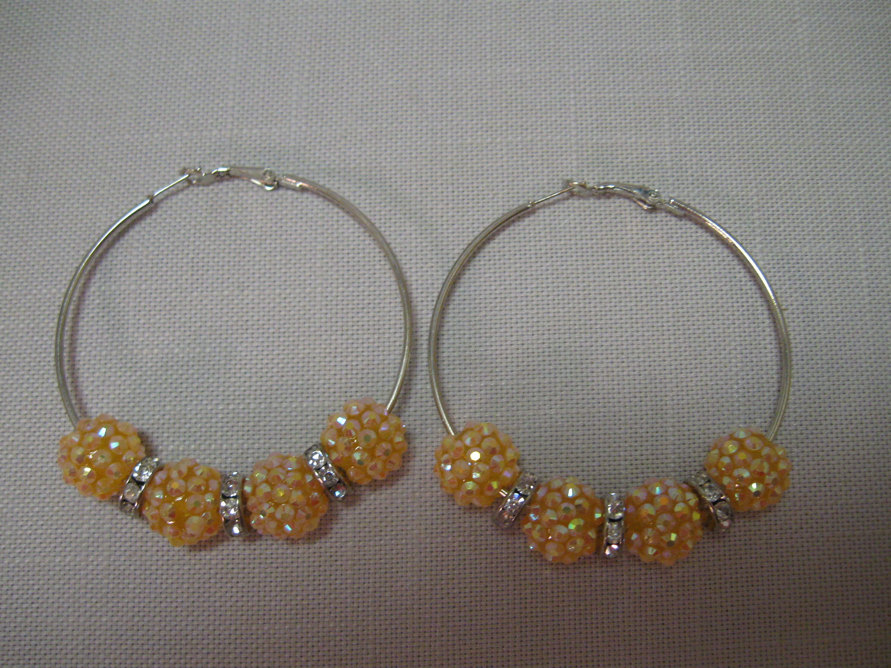 アクセサリー rippmonster Crystal silver ball pierce Earrings Pierce Silver Tone Hoops Gold Tone Sparkle Disco