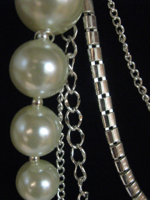 Necklace Multi Size White Faux Pearls 4 Silver To… - image 6
