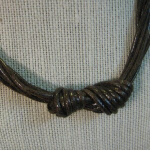 Necklace Choker Brown Faux Leather 2 Knotted Cord Pendants 7 Strands Gold Tone Lobster Clasp image 2