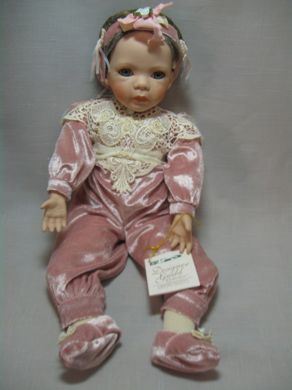 Doll Porcelain Toddler Name Pumpkin Seated Position Pink Outfit