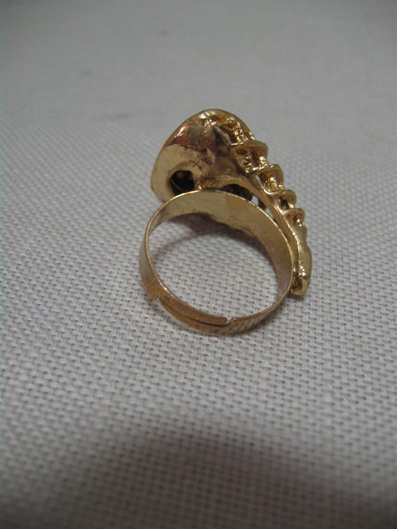 Finger Ring Statement Adjustable Gold Tone Filigr… - image 7