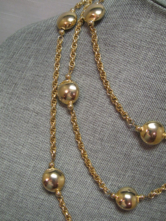 Necklace Choker Shiny Gold Tone 3 Strands Double … - image 4