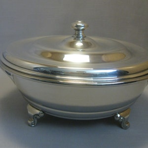 Cazuela de 3 pies con asas Empress Silver Ware NYS Co 1890-Till
