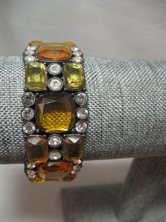 Bracelet Stretch Bangle Cuff Translucent Light Go… - image 1
