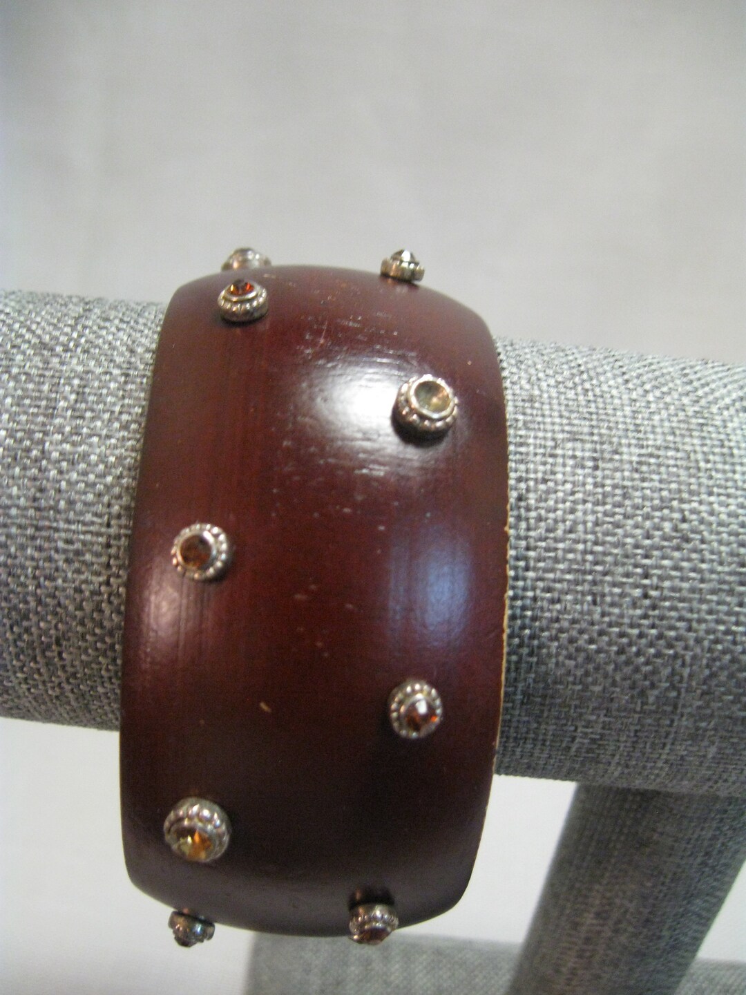 Bracelet Bangle Cuff Wood Cherry Brown Ton Pink Round