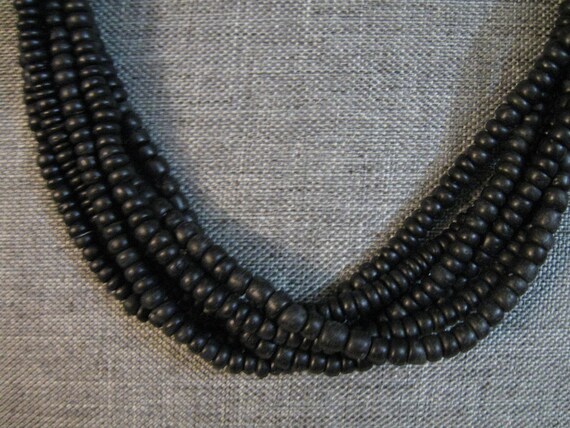 Necklace Matt Black Seed 6 Strands 4 Faux Pearls … - image 4