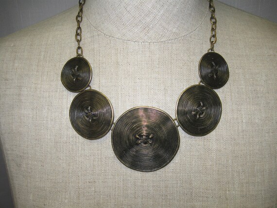 Necklace Bib Choker Light Metal Pendants Medallio… - image 2