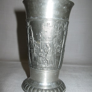 Pewter German Frinzinn Cup Goblet Chalice Vase Relief Emboss 3 Scenes Mark Feinzinn Hallmark Angel HWN 1980
