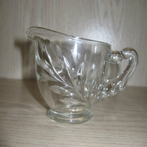 Indiana Glass Creamer Oleander Willow Magnolia Leaf Pattern Clear Glass 1940-1970