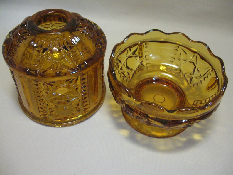 Indiana Glass Amber Fairy Lamp Candle Holder Tea Light Votive Image 0
