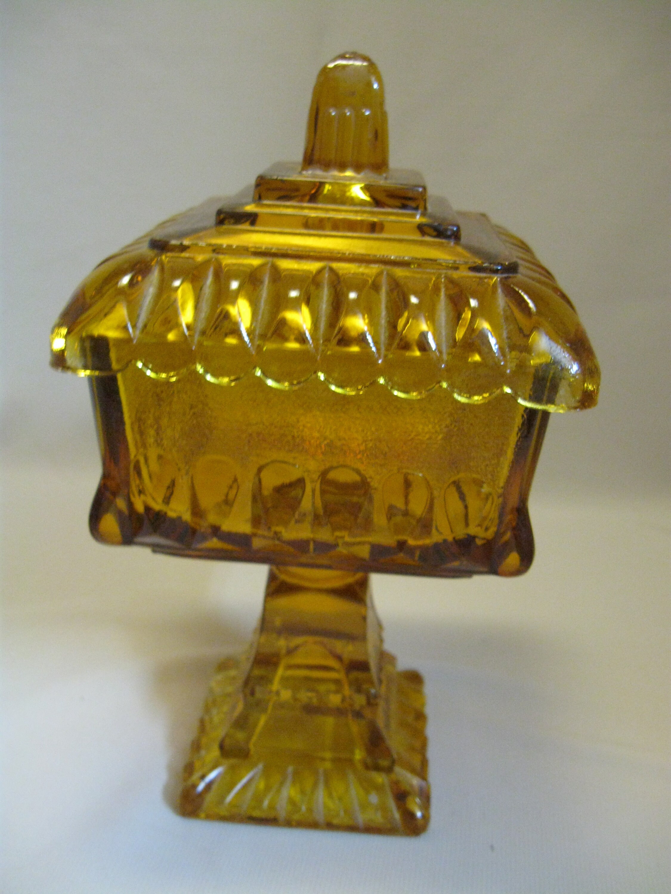 Art & Collectibles Amber Wedding Jar Cover Candy Dish Pedestal