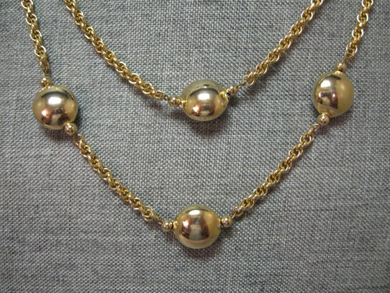 Necklace Choker Shiny Gold Tone 3 Strands Double … - image 3