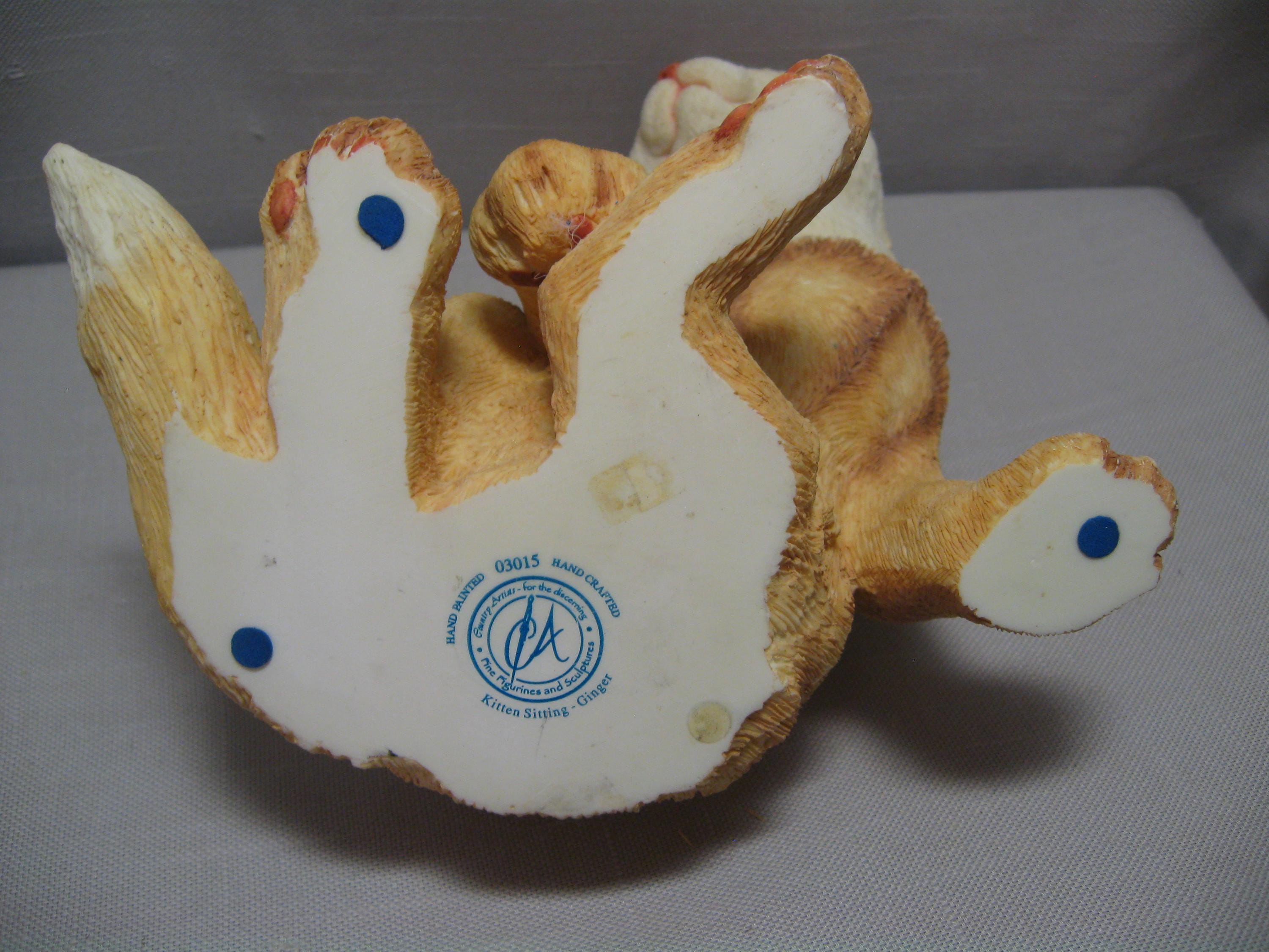 Figurine Statue Cat Kitten Sitting Name Ginger Hand Painted