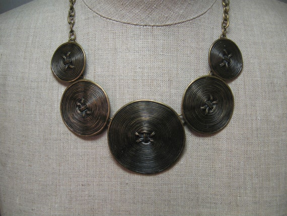 Necklace Bib Choker Light Metal Pendants Medallio… - image 1