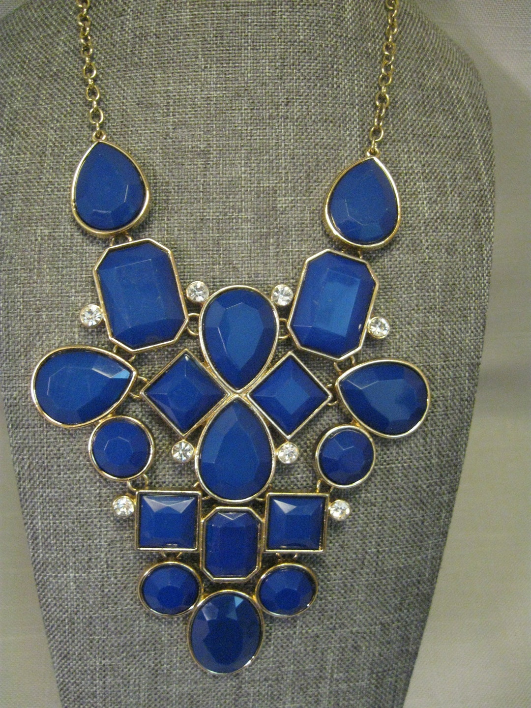 Necklace Dark Blue Cabochon Beads Multi Sizes in Rectangle - Etsy