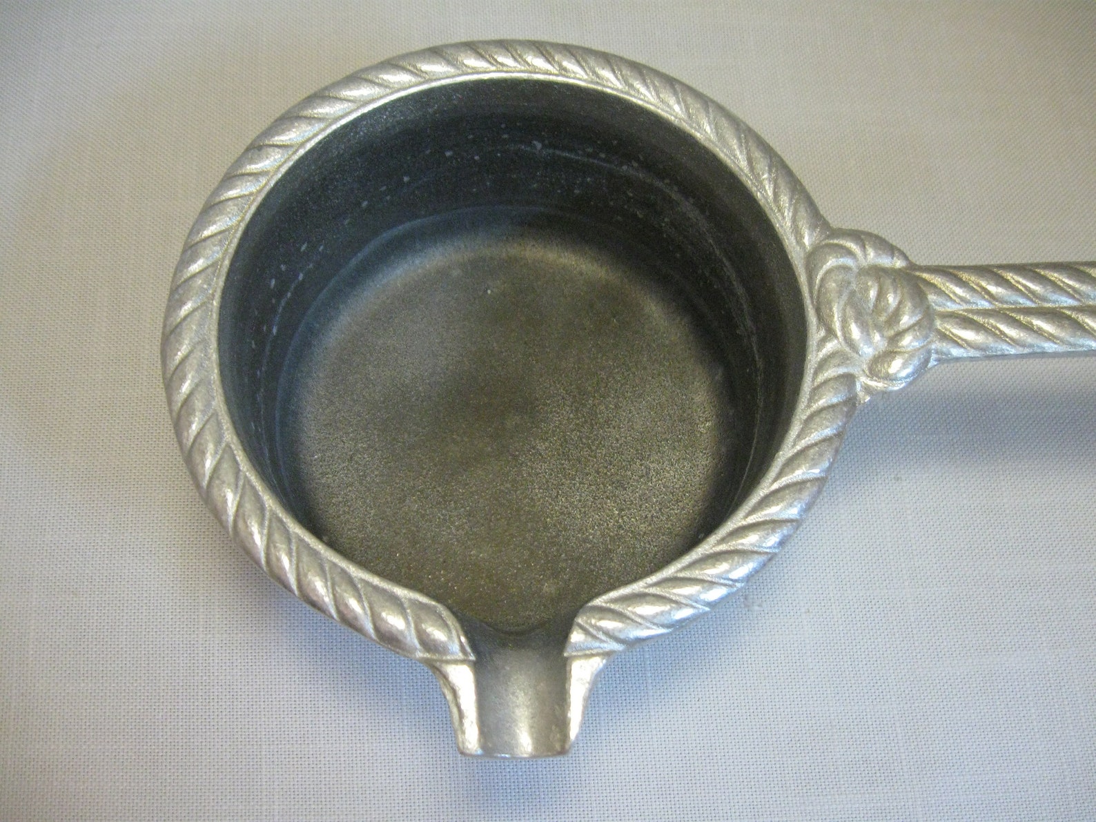 Pewter Sauce Melting Pot Long Handle Rope Design Steak Serving Etsy