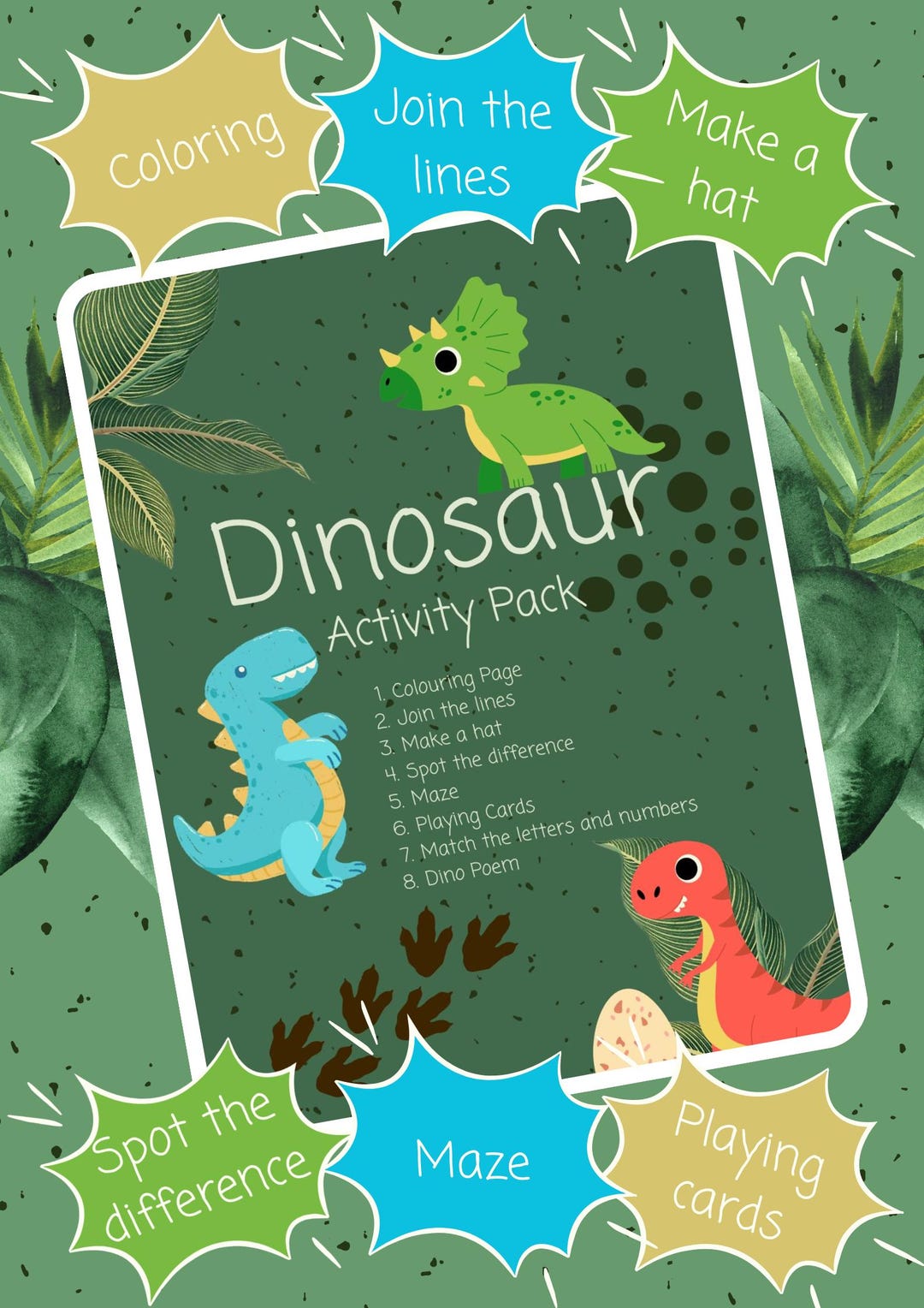 Dinosaur Activity Pack - Etsy