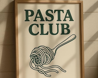 Pasta Club - Minimalist Pasta Lover Wall Art | Funny Kitchen Printable | Digital Download
