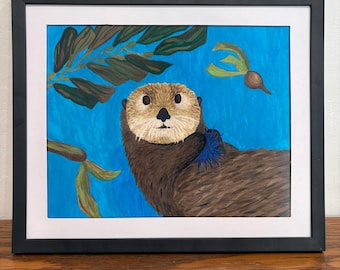Sea Otter Watercolor Print: Signed Ocean Wildlife Art, Coastal Decor
