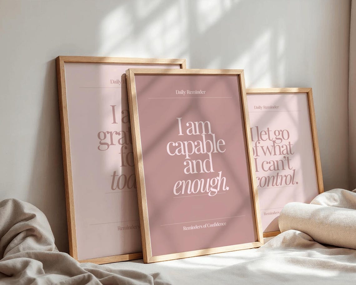 Blush Pink Affirmation Wall Art Set of 3 | Daily Reminder Prints ...