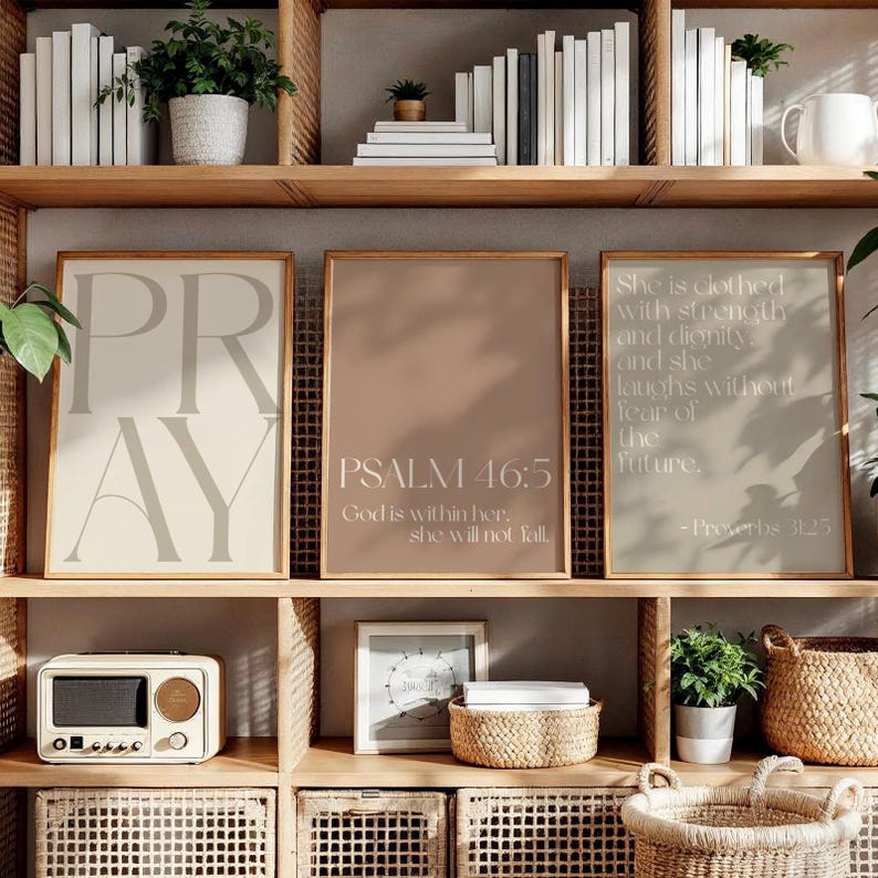 Neutral Christian Wall Art Set of 3 Prints | Bible Verse Printable ...