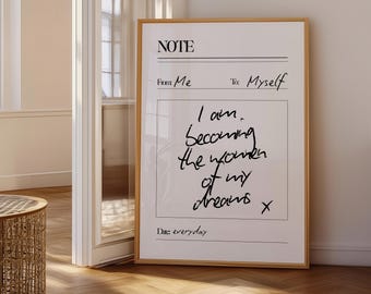 I Am Becoming the Woman of My Dreams Print | Inspirational Quote Wall Art | Feminine Minimal Decor | Neutral Typography | Digital Download